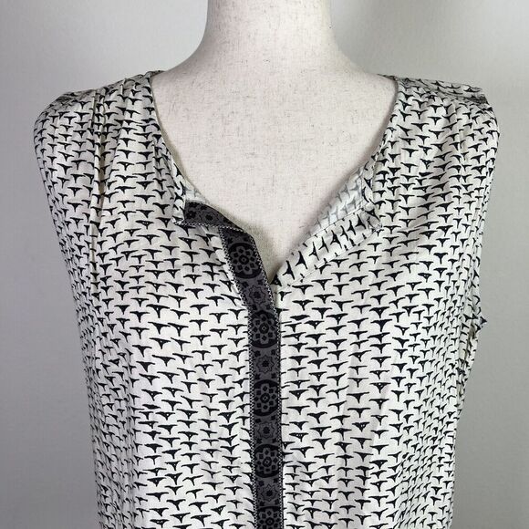 Swildens NWT Tank Top Women's Large**READ Viscose Summer Cream Black Geometric - Picture 2 of 14